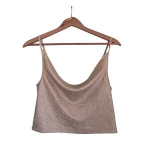 Out From Under Satin Rosy Draped Crop Tank Size M